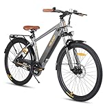 Hiland 26 Zoll 250W Elektro-Mountainbike, 36V 7.8Ah Akku, Elektrofahrrad für Männer Frauen mit High Carbon Stahlrahmen, All-Terrain Elektro-MTB für Erwachsene, Grau