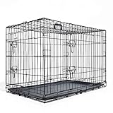 zooprinz Faltbare Hundebox aus stabilem Eisen – Hundekäfig mit 2 Türen – inklusive Bodenschale für deinen Hund – mit Transportgriff – in 4 Größen verfügbar ((L) 90 x 57 x 63 cm)