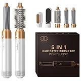 Airstyler 5-in-1 Lockenstab, Golden Goods Hairstyler Set mit Warmluftbürste, Glättbürste, 1000W Haartrockner, Geben Sie Volumen, Glätten, Locken und Föhnen, Rundbürstenföhn