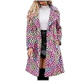 Damen Lange Kunstpelze Jacke Große Größen Leopard Pelzmantel Kuschelig Fellmantel Dicke Warme Kunstfell Mantel Winterjacke Winter Pelzjacke Langarm Wintermantel Lose Felljacke Übergangsjacke