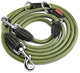 PetPatron® verstellbare Hundeleine 3m – Umhängeleine & Doppelleine perfekt für große Hunde (45 kg) durch die Extreme Kraft bis 200 kg - grün