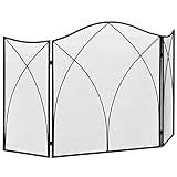 HOMCOM Kaminschutzgitter, Klappbares Kamingitter mit 3 Paneelen, Ofenschutzgitter, Funkenschutzgitter für Wohnzimmer, Metall, 126 x 76 cm, Schwarz