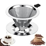 Vasmeiy Kaffeefilter Kaffeefilter Edelstahl Wiederverwendbarer Kaffeetropfer Professioneller Kaffeefilter aus Edelstah Kaffee Filter aufsatz Papierloser Kaffeefilter Ideal für Filterkaffee