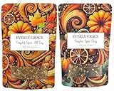 Everly Grace Pumpkin Spice Tee-Set – 2 Bio-Tees im Herbst-Duo – Glory (mit Schwarztee & Koffein) & All Day (koffeinfrei) – Würzige Teemischungen mit Zimt, Muskat, Nelken & Kürbis-Gewürz