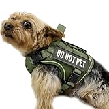 Dnallrino Taktisches Geschirr für Hunde und Katzen (Größe XXS, XS und kleine Welpen), Weste mit reflektierenden Patches, nicht berühren, atmungsaktive Molle-Weste für Training,