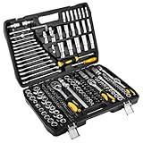 TOPEX Werkzeugkoffer 219-tlg: 1/2', 3/8', 1/4' Nüsse, Ratschen, Bits, Knarrenkasten, Für Kfz, Werkstatt & Heimwerker, Universal-Set Knarrenkasten Universal-Werkzeugkoffer