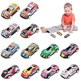 QIZHIQIAMY Spielautos Kleine Set Mini Autos Spielzeugautos mit Uhrwerk Metall Spielzeugauto Kleine Zurückziehen Spielzeug Auto für Kinder Wettbewerbsspiele (B-12Stück)