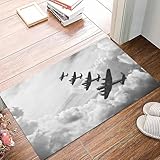 QMDCTWBH Badezimmerteppich 40x60cm,Schwarz-weißes Retro-Bild von Lancaster-Bombern aus der Luftschlacht um England,rutschfest Badematte,Badvorleger rutschfest waschbar,Badteppich Saugfähig Flauschig,