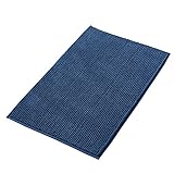 Decomira Badematte rutschfest | Als Badteppich Set kombinierbar | Badezimmer-Teppich Bad-Vorleger waschbar aus Chenille | Duschvorleger für Dusche, Badewannen, WC Deko | Blau - 40x60 cm