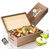 Mihoho Biomülleimer Küche 4L - Echtholz & Edelstahl, Geruchsdichter Mülleimer für Lebensmittelabfälle mit herausnehmbarem Innenbehälter, Lebensmittelabfallbehälter für die Küche (Nussbaum)