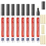 Fugenstift Grau, 8 Stück Fugenschwarz Stift für Fliesen im Badezimmer, Fugen Reparatur Stift mit Ersatzspitze, Reparaturstift für Fliesen Wand Bodenfliesenfuge Boden Küchen und Badezimmern