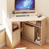 Dreieckiger Computertisch mit Regalen und Ständer, kompakter Eckschreibtisch für kleine Räume, perfekt für Home Office oder Arbeitsplatz, Schminktisch
