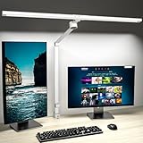 VERSKI Schreibtischlampe für Büro, Tageslichtlampe Schreibtisch, 24W Monitor Lampe, Ultrahell mit Gestenerkennung, Einstellbare Helligkeit und Farbtemperatur, Tischlampe für Arbeitszimmer, Mattweiß