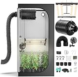 MINENICE Growzelt Komplettset mit M2500 LED Vollspektrum Grow Lampe 100x100x200cm Grow Tent 4' 215 CFM 3000RPM Ruhiges und Effizientes Belüftungssatz, 4-Gang-Lüfter, Hydroponics Growing Tent Set