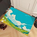 OMHHBX Schmutzfangmatte Innen 40x100cm/15.75x39.37in,Himmelblaue Landschaft Luffa-Fußmatte rutschfeste Maschinenwaschbare Fußmatte,Eingangstürmatte, Fussmatte für Hund, Eingang, Haustür