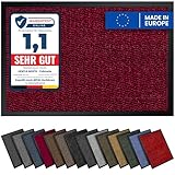 Gentle North Hochwertige Fußmatte rot schwarz 90x120cm groß für Innen & Außen - Schmutzfangmatte rutschfest, waschbar & wetterfest - Fussmatte für Eingangsbereich & Aussenbereich - Läufer Flur dünn