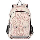 RPLIFE Schulrucksäcke für Kinder, Motiv: Katzen, Blumen, Beige, cooler Jungen-Rucksack, Mädchen-Schulrucksack, Katzen Blumen Beige, Einheitsgröße, Traditionelle Rucksäcke