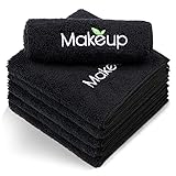 Orighty Make-up-Entfernungstücher - Ultraweiche, schnell trocknende Mikrofasertücher für das Gesicht, saugfähige Tücher für die Reinigung und Fingerspitzen zum Abschminken, 33 x 33 cm, 6 Stück Schwarz