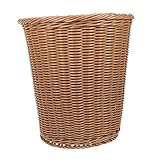 ANDRESLAD Rostfreier Mülleimer Handgeflochtener Runder Abfallkorb Imitierter Rattan Stil Kompakt und Praktisch für Büro Wohnzimmer Kinderzimmer Küche Beige Braun