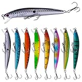 Minnow Angelköder Hecht Kunstköder Wobbler Set,8stk Topwater Schwimmköder Jerkbait Angeln Wobble Oberfläche Bass Köder für Süßwasser Salzwasser Angeln Zander Wels Hecht Forellen (Type A)