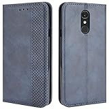 HualuBro Handyhülle für LG Q7 Case, LG Q7 Plus Hülle Leder, Magnetisch Stoßfest Schutzhülle Klapphülle Handytasche Flip Case Cover für LG Q7 / LG Q7+ Plus Tasche, Blau
