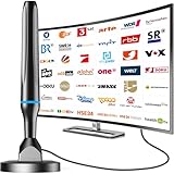 DVBT2 Antenne - Digitale Zimmerantenne für Fernseher - DVBT2 Antenne Innen 360 Grad Empfang - Mit Magnetfußl, unterstützt 4K 108P HD-Kanäle
