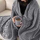 EMEMA Kuscheldecke Fleecedecke Flanell Decke Einfarbig Wohndecken Couchdecke Flauschig Überwurf Mikrofaser Tagesdecke Sofadecke Blanket Für Bett Sofa Schlafzimmer 125x150 cm Grau