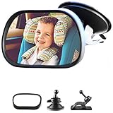 Rücksitzspiegel, Baby Kinder Rückspiegel,Rücksitzspiegel für Babys Kindersitz mit Saugnäpfe und Klammer, Einstellbare Auto Baby Ansicht hinten Sitz Baby Sicherheit Spiege