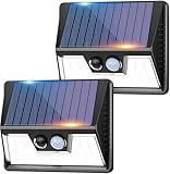 vighep Solarlampen für Außen mit Bewegungsmelder, 2 Stücke 3 Modi LED Superhelle Solarleuchten, IP65 Wasserdichte Solar Wandleuchte Aussen für Garten Hof Wand Stufen Deck Haustüren Garage