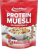 IronMaxx Protein Müsli - Erdbeere 2kg Beutel | Veganes High Protein Müsli laktosefrei | Reduzierter Zuckergehalt & Low Carb