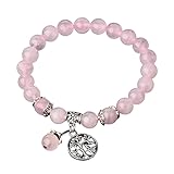 Generisch Chakra Armband,Armband Aus Natürlichem Rosenquarz-Steinkristall, Anhänger Mit Lebensbaum-Anhänger, Schmuck Mit Dehnbaren Perlen, Souvenir-Glücksgeschenke Für Frauen Und Männer
