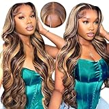 Allove Glueless Wigs Human Hair Pre Plucked Pre Cut 71.1 cm 5x5 HD Lace Closure Wigs Human Hair 180% Density Body Wave Lace Front Wigs Human Hair 4/27 Ombre Highlight Honey Blonde Wig Human Hair