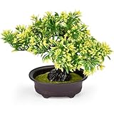 MININUSI Künstlicher Bonsai, 23.5 * 27cm Künstliche Topfpflanze, Kunst Bonsai Baum Künstlich, Deko Schreibtisch büro, Zimmerpflanzen Bonsai Kunstpflanze Kunstbaum, Fensterbank Kunstpflanze im Topf