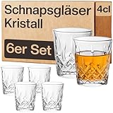 Praknu 6 Schnapsgläser aus Kristall Glas 4cl - Spülmaschinenfest - Standfest dank dickem Boden - Edles Vintage Design (6)