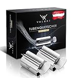 VALUXE® Premium Tubenquetscher [2x Small] – Zahnpasta Ausdrücker aus Edelstahl – Effektive Tubenpresse – inkl. Aufhängeschlaufe – Restloses Ausdrücken garantiert