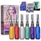 Haarkreide Temporäres Haarfarbe Haarfarbe Kamm Dye Touchup Mascara, 6 Farben Ungiftig Haarfarbe, für Weihnachten, Geburtstag, Halloween, Festival, Party, Mädchen Frauen