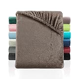 BaSaTex Cashmere Touch Plüsch Premium Kinder Spannbettlaken - SUPER Soft Flauschiges Winter Spannbetttuch Nicky Teddy - wärmendes Bettlaken | 70x140 cm | Farbe: Taupe