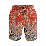 Thailändische Mura Malerei Kunst Herren Badeshorts Badehose mit Mesh-Futter Boardshorts für Männer Surf Schwimmhose Sporthose