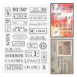 INFUNLY Vintage-Nummern-Stempel Für Scrapbooking 6.3x4.3' Retro-Flugticket-Poststempel Gummistempel Wiederverwendbar Transparente Stempel Für Karten Foto Tagebuch Album Basteln Dekoration