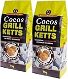 Holzkohlewerk Lüneburg 6kg Kokos Grillketts Premium Grillbriketts aus Kokos-Kohle
