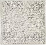Safavieh Distressed Teppich für Wohnzimmer, Esszimmer, Schlafzimmer - Adirondack Collection, Kurzer Flor, Elfenbein und Silber, 200 X 200 cm