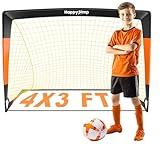 Happy Jump Pop-Up Fußballtor –120x90 cm, 1 Tor, Schwarz Orange | Faltbares Tor aus Glasfaser für Kinder & Erwachsene | Ideal für Garten & Park