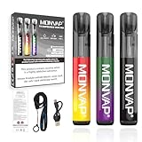 E Zigarette Pod System, MONVAP P3 Starterset mit 3 Vape Pen + 1 Lanyard, 2,0ml 400mAh Kit, USB-C Geladen ohne Nikotin 0,0mg