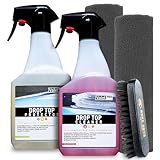 detailmate Cabriodach Reiniger und Imprägnierung Bundle mit Bürste und 2x Mikrofasertuch: Valet PRO Drop Top Cleaner 500ml + Drop Top Protector 500ml Verdeck Pflege + Zubehör