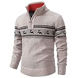 Generic Herren Pullover, Warmer Norweger Pullover für Männer, Winterpullover, Strickpullover mit Schalkragen, Langarm, Gr. 54-60, Blau