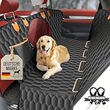 VierbeinerStube Premium Autoschondecke Hund Rücksitz – rutschfeste, Isofix-geeignete Hundedecke mit Sichtfenster und 2 Anschnallgurten – Kratzfeste & wasserdichte Autositzbezüge Rückbank
