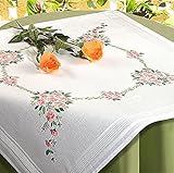 KAMACA Stickpackung Plattstich Stielstich vorgezeichnet Baumwolle komplettes Stickset mit Stickvorlage Stickerei-Kit zum Selbersticken Erwachsene (Blumen Sinfonie MD 80x80 cm)