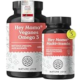 NATURE LOVE® Hey Mama Schwangerschaftsvitamine - von Kinderwunsch bis Stillzeit - 3 Monate Reichweite - Folsäure, Omega 3, Vitamine, Mineralstoffe - vegan - laborgeprüft & in Deutschland produziert