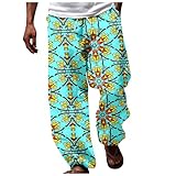Afrikanische Dashiki Ankara Herren-Hose, Blumenmuster, lässig, traditionell, Sommer, Strand, Urlaub, bequem, stilvoll, leicht, atmungsaktiv, mintgrün, XXL