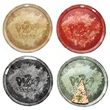 MamboCat 4tlg Set Perfetto Pizzateller Ø 31,5 cm I Porzellan-Teller je 1x in Gelb, Grün, Rot & Schwarz I ideal für Pizza, Flammkuchen & mehr I große Servierplatte mit Dekor & Schrift
